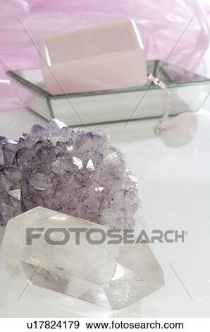 Rock crystal and soap View Large Photo Image Stock Photo - Rock crystal and soap. Fotosearch