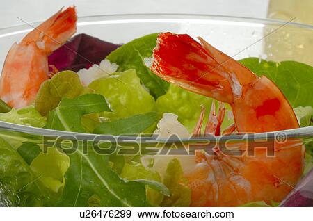 Stock Photo - Shrimps and salad. Fotosearch