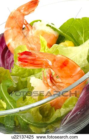Stock Photography - Shrimps and salad. Fotosearch