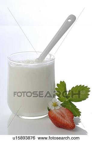 Stock Photograph - Strawberry and yogurt. Fotosearch