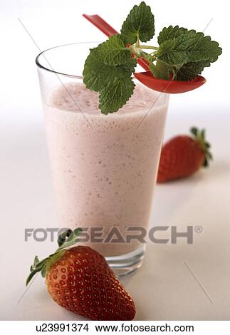Picture - Strawberry yogurt shake. Fotosearch