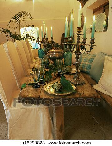 Stock Image - table with candles. Fotosearch