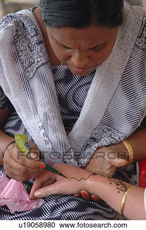 Stock Image - tattoo with henna. Fotosearch