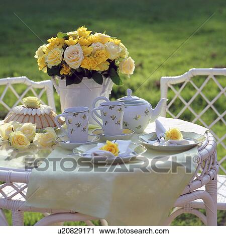 Terrace table for tea time View Large Photo Image Stock Image - Terrace table for tea time. Fotosearch