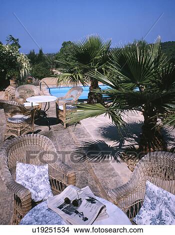 Picture - terrace with pool. Fotosearch