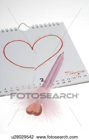 Valentine`s Day: Heart painted on a calendar View Large Photo Image Stock Image - Valentine`s Day: Heart painted on a calendar. Fotosearch
