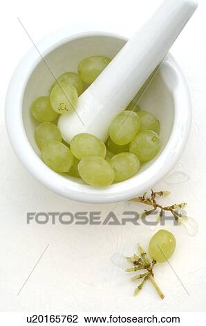 Stock Image - Weintrauben im Mörser. Fotosearch