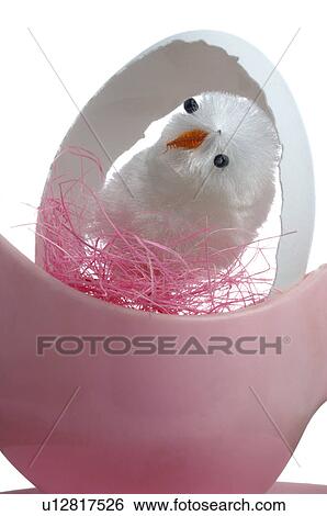 Stock Photograph - White decorative chicken. Fotosearch