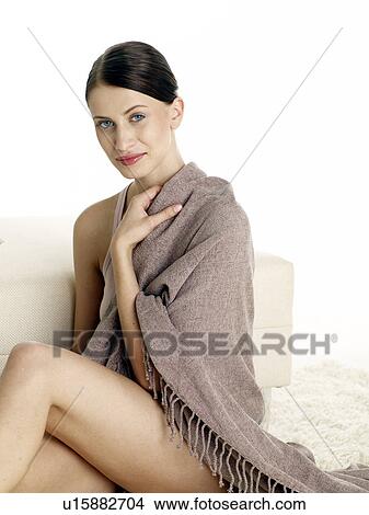 Picture - Woman with a sheet. Fotosearch