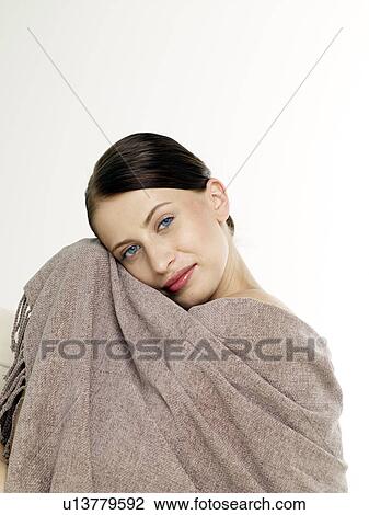 Woman with a sheet View Large Photo Image Stock Image - Woman with a sheet. Fotosearch