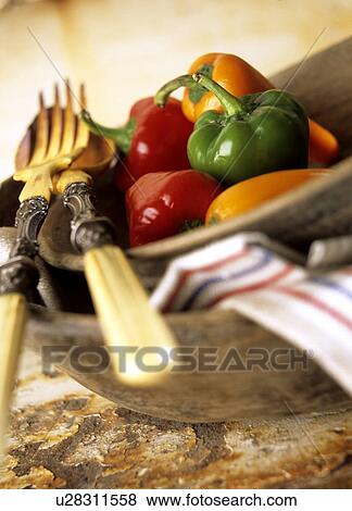 Wooden bowl with colourful paprika View Large Photo Image Stock Photo - Wooden bowl with colourful paprika. Fotosearch