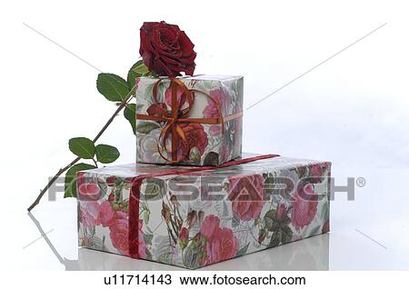 Gift boxes and a rose View Large Photo Image Stock Image - Gift boxes and a rose. Fotosearch