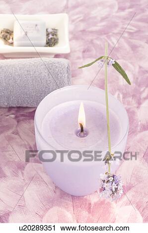 Lavender scent candle View Large Photo Image Stock Image - Lavender scent candle. Fotosearch
