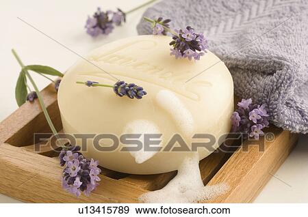 Stock Photo - Lavender soap. Fotosearch