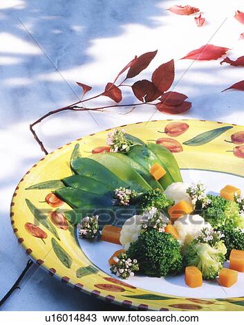 Stock Image - Mixed vegetables on a plate. Fotosearch