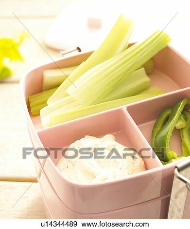 Stock Photo - Raw vegetables with dip. Fotosearch