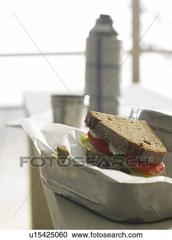 Stock Image - Sandwich with tomatoes and mozzarella. Fotosearch
