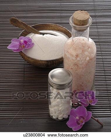 Picture - Tissue salts and orchid blossoms. Fotosearch
