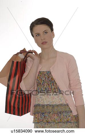 Stock Image - Woman with shopping bags. Fotosearch