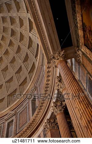 Detail of Pantheon interior, showing curve of cupola, coffered dome View Large Photo Image Stock Image - Detail of Pantheon interior, showing curve of cupola, coffered dome. Fotosearch