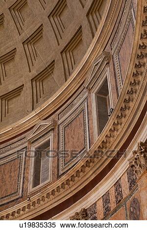 Stock Photography - Detail of Pantheon interior, showing curve of cupola, coffered dome. Fotosearch