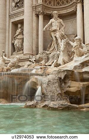 Stock Image - Detail of Trevi Fountain on sunny summer day. Fotosearch