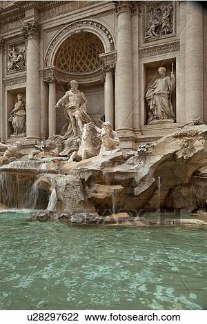Detail of Trevi Fountain on sunny summer day View Large Photo Image Stock Image - Detail of Trevi Fountain on sunny summer day. Fotosearch