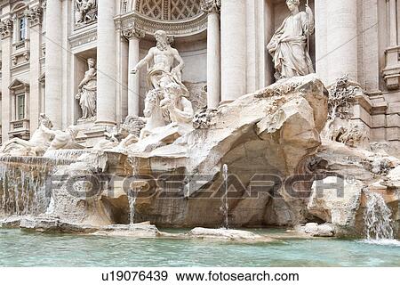 Stock Photo - Detail of Trevi Fountain on sunny summer day. Fotosearch