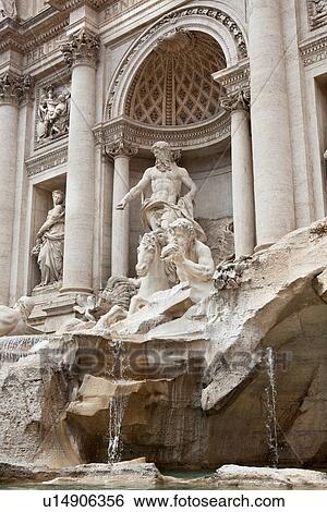 Detail of Trevi Fountain on sunny summer day View Large Photo Image Stock Photograph - Detail of Trevi Fountain on sunny summer day. Fotosearch