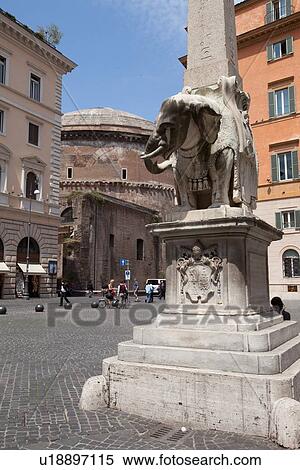 Piazza della Minerva with Bernini's elephant statue and Pantheon, Rome View Large Photo Image Stock Photography - Piazza della Minerva with Bernini's elephant statue and Pantheon, Rome. Fotosearch