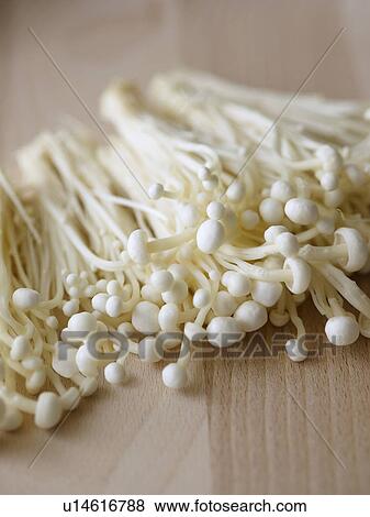 Stock Photo - Long, thin mushrooms piled together. Fotosearch