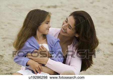 Mother and Daughter at the Beach View Large Photo Image Stock Photo - Mother and Daughter at the Beach. Fotosearch
