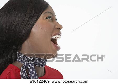 Woman with Mouth Open, close-up, side view View Large Photo Image Stock Photo - Woman with Mouth Open, close-up, side view. Fotosearch