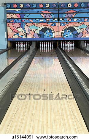 Stock Image - Bowling lane. Fotosearch