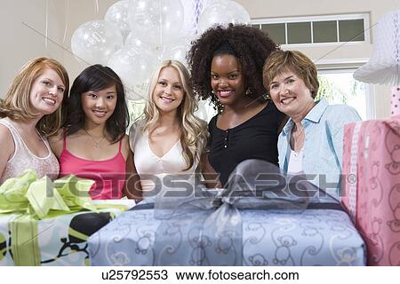 Bride and Friends standing Together at Bridal Shower View Large Photo Image Stock Image - Bride and Friends standing Together at Bridal Shower. Fotosearch