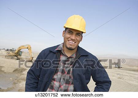 Construction worker on site, portrait View Large Photo Image Stock Image - Construction worker on site, portrait. Fotosearch