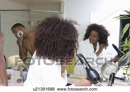 Couple Together in Bathroom View Large Photo Image Stock Photo - Couple Together in Bathroom. Fotosearch