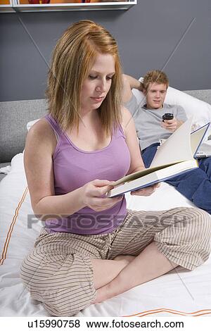 Stock Photo - Couple Together in Bedroom. Fotosearch