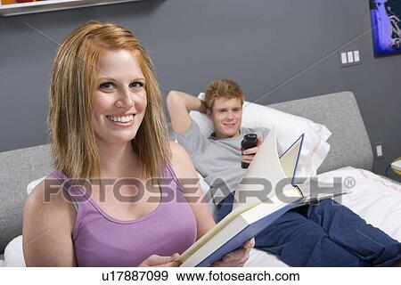 Couple Together in Bedroom View Large Photo Image Stock Photo - Couple Together in Bedroom. Fotosearch