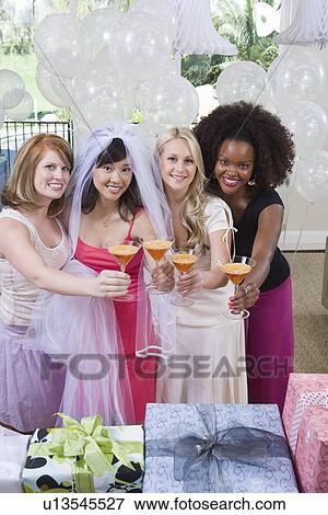 Friends Drinking Cocktails at Bridal Shower View Large Photo Image Stock Photo - Friends Drinking Cocktails at Bridal Shower. Fotosearch