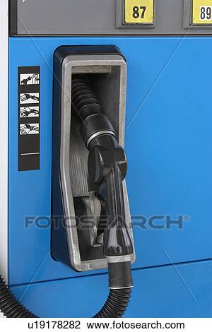 Stock Image - Fuel Pump at Gas Station, close up. Fotosearch