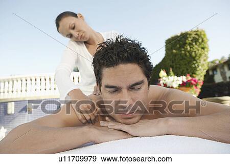 Man Receiving a Massage, head and shoulders View Large Photo Image Stock Photo - Man Receiving a Massage, head and shoulders. Fotosearch