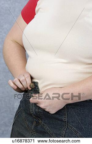 Stock Image - Overweight woman, mid-section. Fotosearch