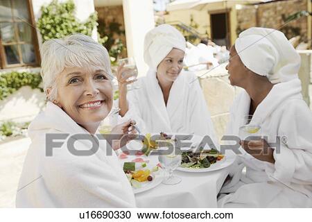 Women having lunch at spa View Large Photo Image Stock Image - Women having lunch at spa. Fotosearch