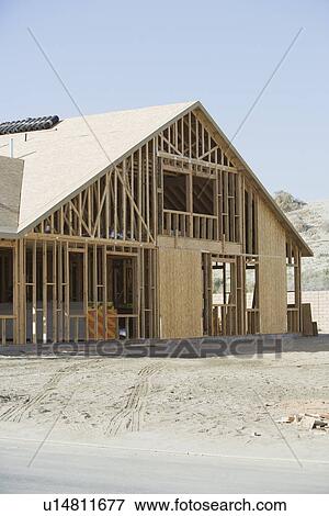 Wooden house construction View Large Photo Image Stock Photo - Wooden house construction. Fotosearch