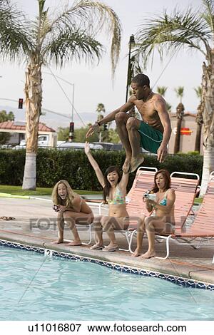 Young Friends Relaxing at Swimming Pool View Large Photo Image Stock Photo - Young Friends Relaxing at Swimming Pool. Fotosearch
