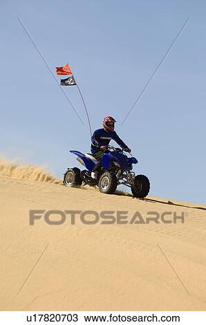 Young Man Riding ATV Over Sand Dune View Large Photo Image Stock Image - Young Man Riding ATV Over Sand Dune. Fotosearch