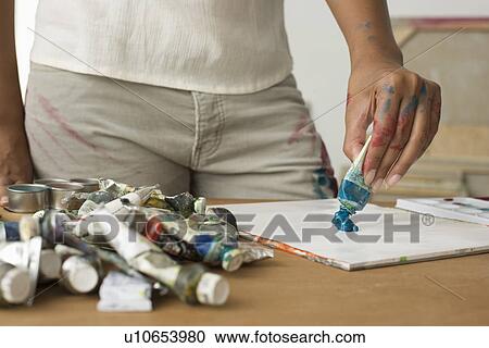 Artist Squeezing Paint onto Palette View Large Photo Image Stock Image - Artist Squeezing Paint onto Palette. Fotosearch