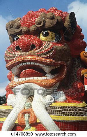 Stock Image - Asian statue of lion. Fotosearch