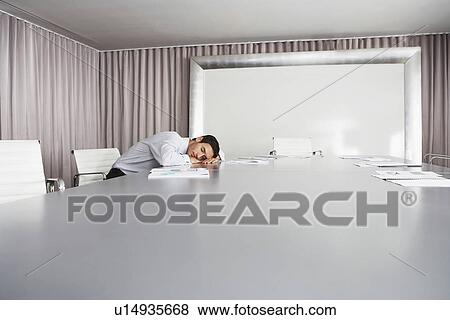 Businessman Sleeping in Conference Room View Large Photo Image Stock Photo - Businessman Sleeping in Conference Room. Fotosearch